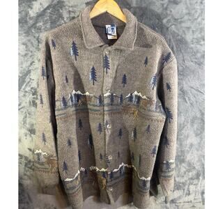 VTG 90s Art Unlimited Fleece Jacket XXL Moose Mountain Gorpcore Cabin Fleece USA